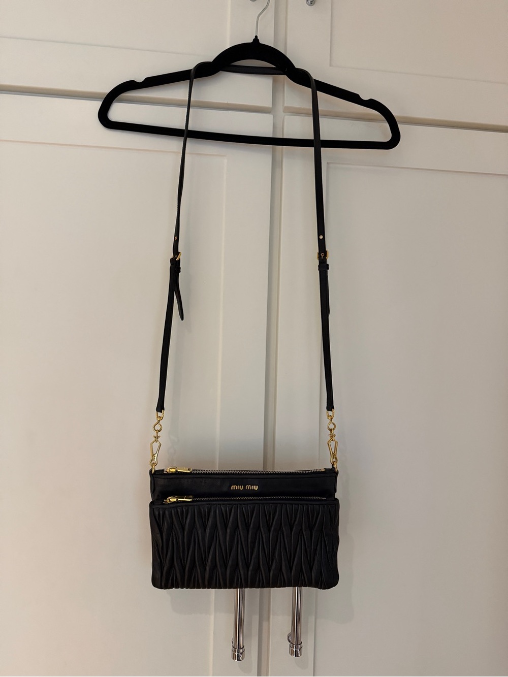 Miu Miu Matelasse Black Leather Shoulder Bag